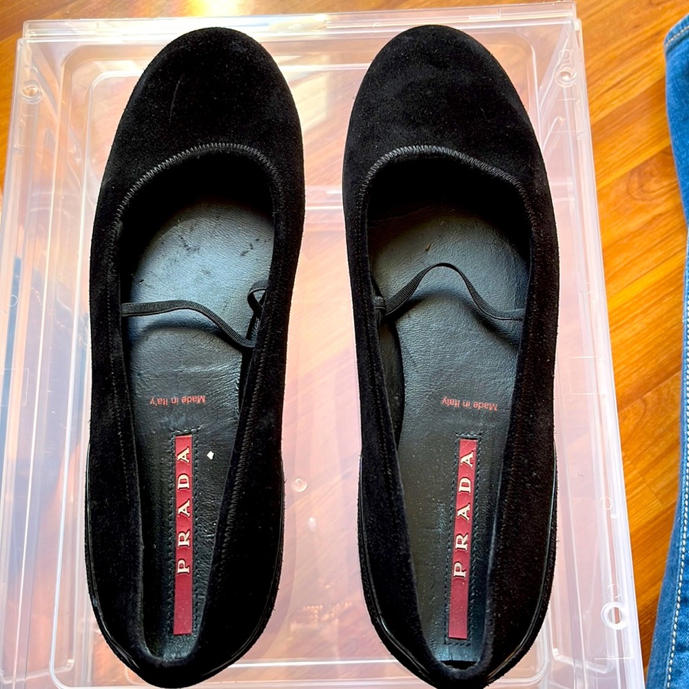 Authentic Prada suede Mary Jane ballet flat made in Italy size 39